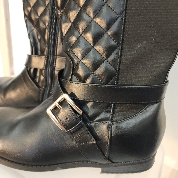 Michael Kors Boots Womens 6 Girls  4 Riding Knee High Vegan Leather Black - Picture 3 of 10